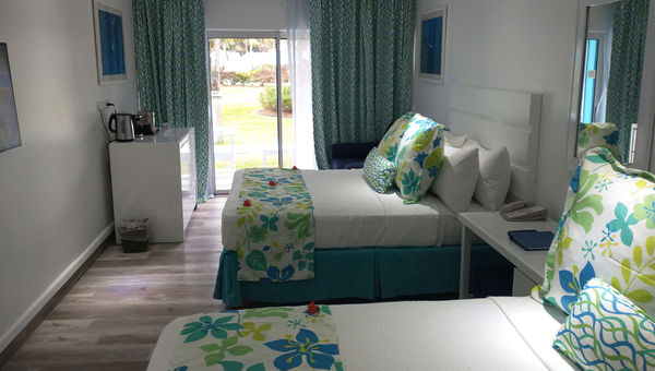 An updated room at the resort, which expects to have renovated 25% of its rooms by its Oct. 12 reopening. An updated room at the resort, which expects to have renovated 25% of its rooms by its Oct. 12 reopening.