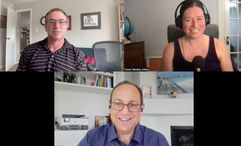 Clockwise from top left: Travel Weekly aviation editor Robert Silk, host Rebecca Tobin and airlines expert Gary Leff of the "View From the Wing" site.