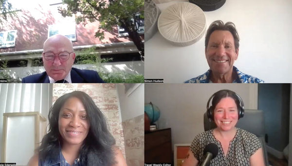 Clockwise from top left: Tom Jenkins of the European Tour Operators Association; Simon Hudson, a professor at the University of South Carolina; host Rebecca Tobin; and tours and river cruise editor Nicole Edenedo. Clockwise from top left: Tom Jenkins of the European Tour Operators Association; Simon Hudson, a professor at the University of South Carolina; host Rebecca Tobin; and tours and river cruise editor Nicole Edenedo.
