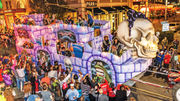 A float rolls along during the Krewe of Boo, New Orleans' official Halloween parade. The October event is one of several fall festivals in the city.