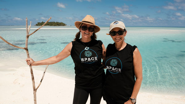 Korp, left, and Stott at space camp at the Como Maalifushi in the Maldives. They're holding another camp there in August. Korp, left, and Stott at space camp at the Como Maalifushi in the Maldives. They're holding another camp there in August.