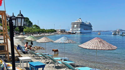 The Oceania Riviera docked in Bodrum, Turkey.