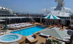 The pool deck on the Crystal Serenity. Luxury line Crystal is one of A&K Travel Group's holdings.