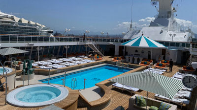 The pool deck on the Crystal Serenity. Luxury line Crystal is one of A&K Travel Group's holdings.