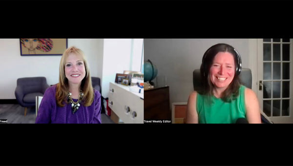 Royal Caribbean International's Vicki Freed, left, and host Rebecca Tobin talk about the line's bold plan to operate a 700-plus day world cruise. Royal Caribbean International's Vicki Freed, left, and host Rebecca Tobin talk about the line's bold plan to operate a 700-plus day world cruise.