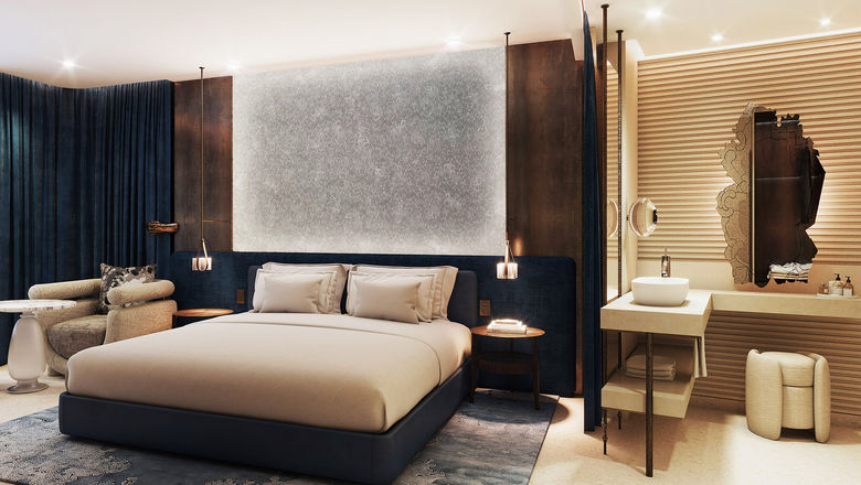 Most guestrooms at the SLS Barcelona will have views of the marina and sea.