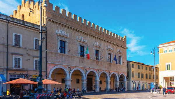The 15th-century Palazzo Ducale in the center of Pesaro. The 15th-century Palazzo Ducale in the center of Pesaro.