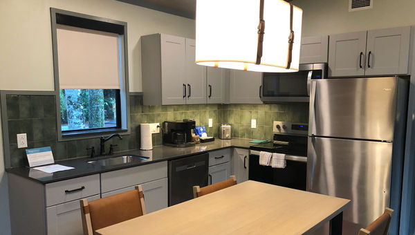 The kitchen in the new cabins is upgraded with a window, a full stove with an oven and a coffeemaker. The kitchen in the new cabins is upgraded with a window, a full stove with an oven and a coffeemaker.
