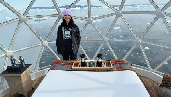 The writer's daughter inside one of the igloos after it was set up for an overnight stay. The writer's daughter inside one of the igloos after it was set up for an overnight stay.