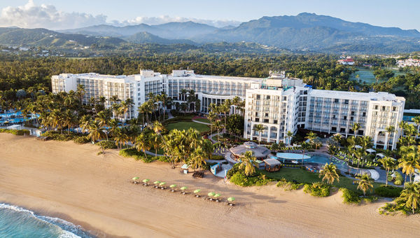 The Wyndham Grand Rio Mar Rainforest Beach & Golf Resort sits on the coastline on Puerto Rico's northeast coast, not far from El Yunque National Forest. The Wyndham Grand Rio Mar Rainforest Beach & Golf Resort sits on the coastline on Puerto Rico's northeast coast, not far from El Yunque National Forest.