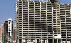 The Tropicana Las Vegas, stripped to its steel frame, is scheduled to be imploded on Oct. 9. A baseball stadium is expected to rise in its place.