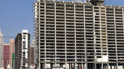 The Tropicana Las Vegas, stripped to its steel frame, is scheduled to be imploded on Oct. 9. A baseball stadium is expected to rise in its place.